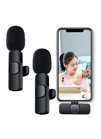 Lightning Girişli Iphone Uyumlu Ikili Kablosuz Yaka Mikrofonu Youtube Facebook Tiktok Vlog (