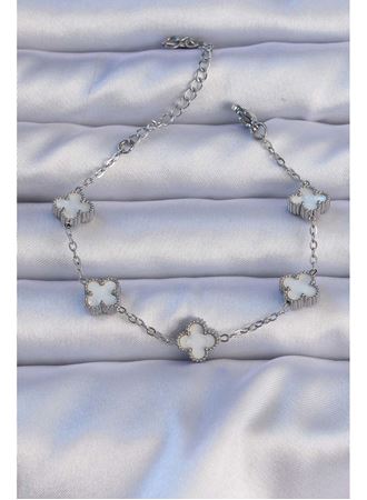 316L Çelik Gümüş Renk Sedefli Baby Boy Yonca Model Bileklik