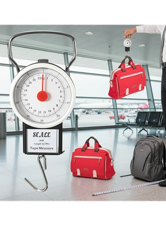 22 Kg/50lb Kancalı Tartı Aleti 1 Metre Mezuralı Askılı Balıkçı Terazisi (