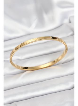 316L Çelik Gold Renk 65 mm İnce Kadın Kelepçe Bileklik
