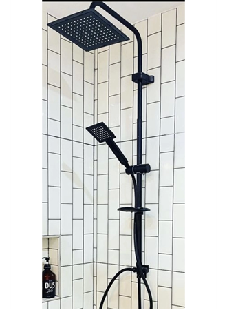 Siyah Kare Duş Seti, Tepe Yağmurlama Duş Başlığı, Ekstra Büyük Robot Duş Sistemi (