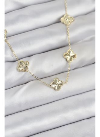 Pirinç Gold Renk Yonca Kadın Kolye