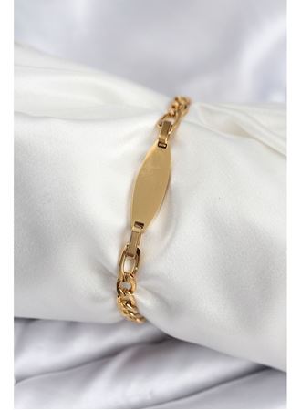316L Çelik Gold Renk Oval Yazı Yazmaya Uygun Kadın Bileklik