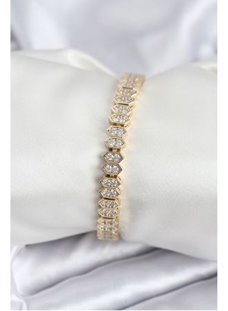 Pirinç VIP Seri Gold Renk Zirkon Taşlı Kadın Bileklik