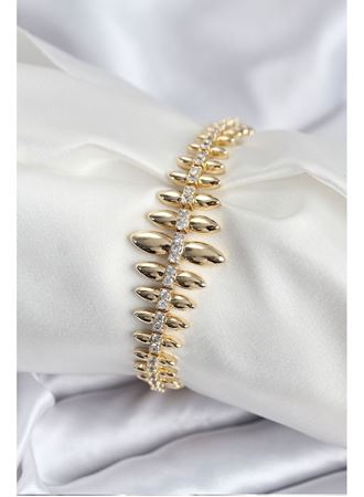 Pirinç VIP Seri Gold Renk Sıralı Damla Model Kadın Bileklik