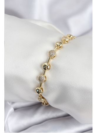 Pirinç VIP Seri Gold Renk Topçuk Model Kadın Bileklik