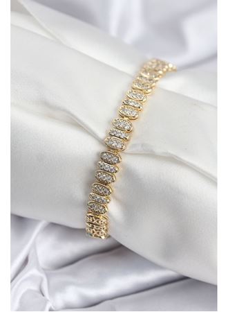 Pirinç VIP Seri Gold Renk Oval Sıralı Kadın Bileklik