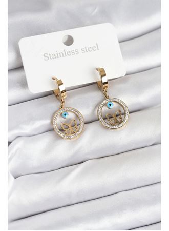 316L Çelik Halka Kelebek Kadın Küpe