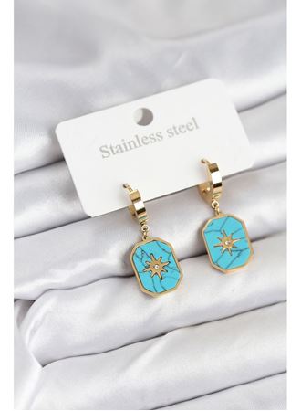 316L Çelik Gold Renk Kutup Yıldızı Model Kadın Küpe