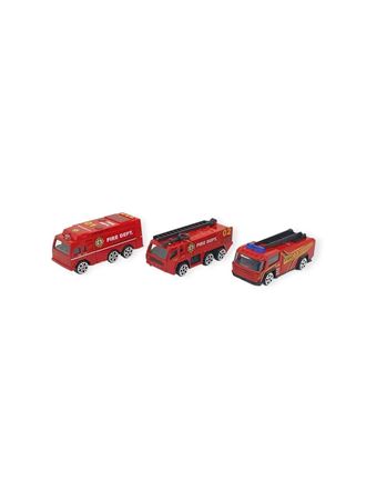 3'lü İş Makinaları Road Seti - Die Cast - DS044 - İtfaiye