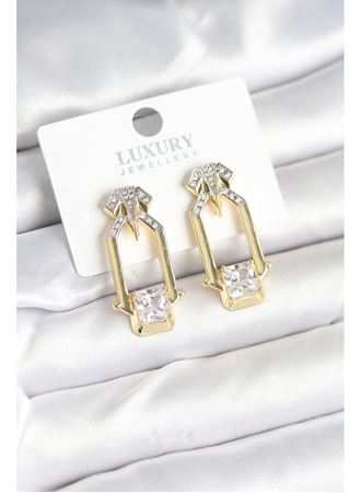 Pirinç Gold Renk Vintage Kadın Küpe