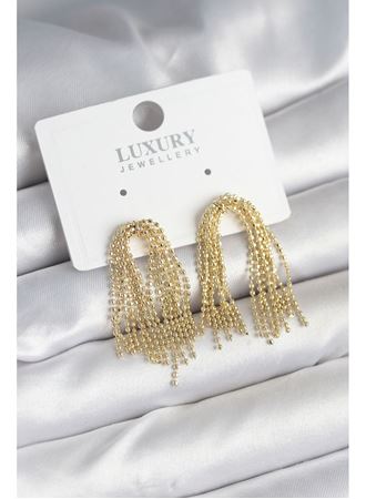 Pirinç Gold Renk Sallantılı Kadın Küpe