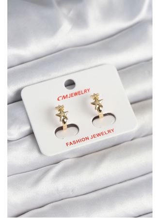 Pirinç Gold Renk Yıldız Kadın Küpe
