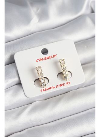 Pirinç Gold Renk Zirkon Taşlı Vintage Kadın Küpe