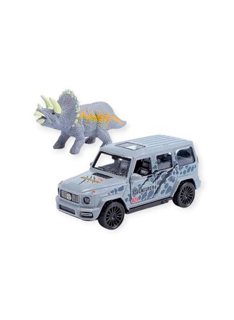 Çek Bırak Araç ve Dinazor Oyun Seti - 6843-2D- Gri