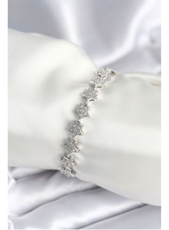 Pirinç Gümüş Renk Yıldız Model Kadın Bileklik