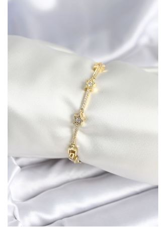 Pirinç Gold Renk Halley Yıldız Model Kadın Bileklik