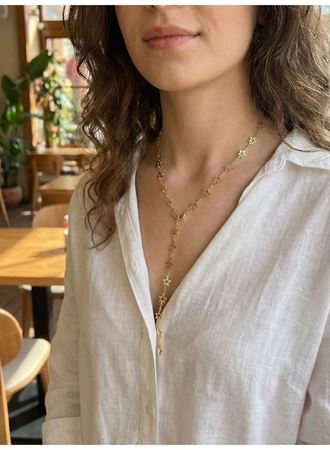 Pirinç Gold Renk Yıldızlı Kadın Y Kolye