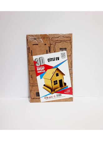 3D Ahşap Maket Çitli Ev
