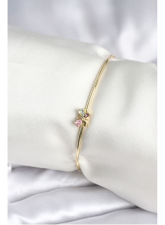 Renkli Kelebek Figür Gold Renk Pirinç Kadın Bileklik