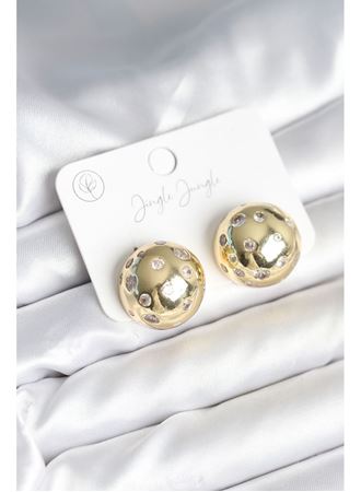 Pirinç Gold Renk Zirkon Taşlı Kadın Küpe