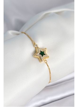 Yıldız Model Asansörlü Gold Renk Kadın Bileklik