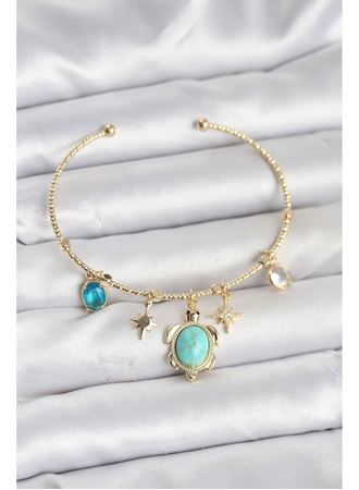 Caretta Caretta Charmlı Gold Renk Kadın Bileklik