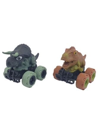 Sürtmeli Dinazor Arabalar 2'li - 12 cm - Triceratops & Stegosaurus