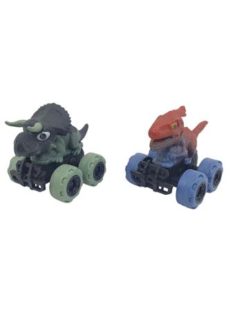 Sürtmeli Dinazor Arabalar 2'li - 12 cm - Triceratops & Parasaurolophus