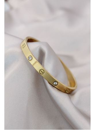 316L Çelik Gold Renk Zirkon Taşlı Bileklik