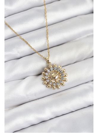 316L Çelik Zincir Gold Renk Güneş Model Kadın Kolye