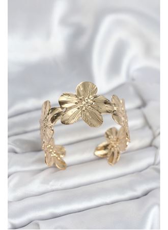 Çiçek Model Pirinç Levha Kadın Bileklik