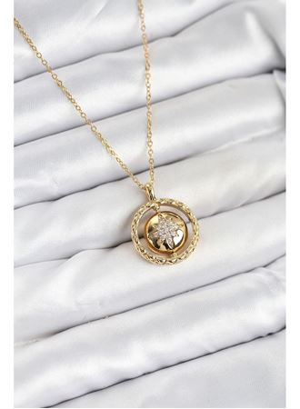 316L Çelik Zincir Gold Renk Kutup Yıldızı Model Kadın Kolye