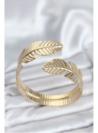 Yaprak Model Gold Renk Kadın Bileklik