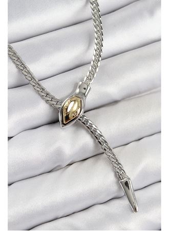 Pirinç Asansörlü Yılan Model Gümüş Renk Kadın Kolye