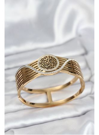 316L Çelik Gold Renk Yaşam Ağacı Modelli Kadın Kelepçe Bileklik