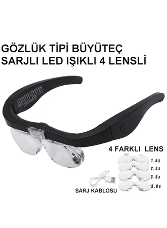 - Şarjlı gözlük Büyüteç 4 Farklı Lens -11537dc (
