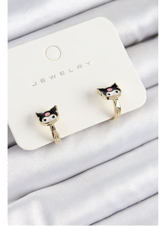 Pirinç Kuromi Model Gold Renk Çocuk Küpe