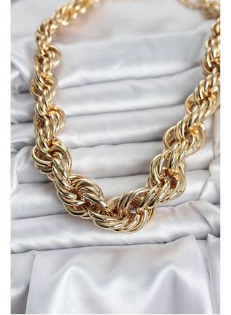 Pirinç Gold Renk Sarmal Halat Model Kadın Kolye