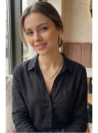 Gümüş Renk Zirkon Taşlı Kadın Kolye Küpe Seti