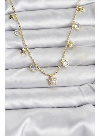 Pirinç Gold Renk Yıldız Model Kadın Kolye