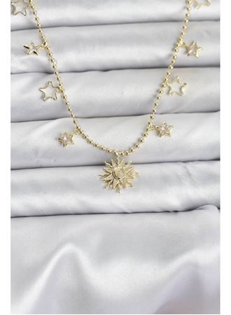 Pirinç Gold Renk Güneş Model Kadın Kolye