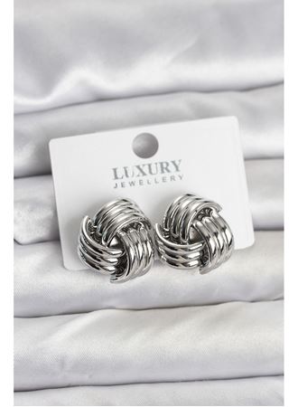 Pirinç Sarmal Gümüş Renk Kadın Küpe