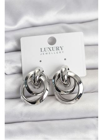 Gümüş Renk Halka Model Pirinç Kadın Küpe