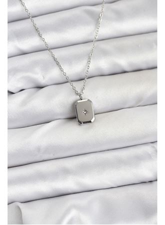 316L Çelik Zincir Gümüş Renk Minimal Kutup Yıldızı Model Kadın Kolye
