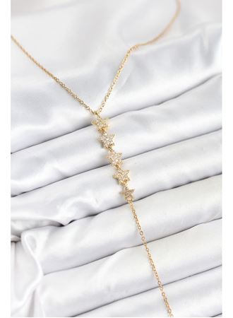 316L Çelik Zincir Gold Renk Yıldız Model Y Kolye