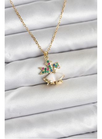 316L Çelik Zincir Gold Renk Chirtsmas Bell Model Yılbaşı Temalı Kadın Kolye