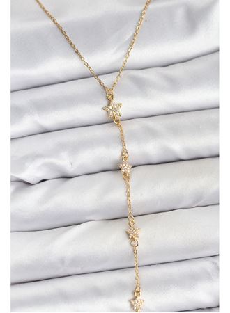 316L Çelik Zincir Gold Renkli Yıldız Model Kadın Y Kolye