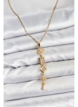 316L Çelik Zincir Gold Renk Kutup Yıldızı Enerji Model Kadın Y Kolye