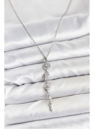 316L Çelik Zincir Gümüş Renk Kutup Yıldızı Enerji Model Kadın Y Kolye